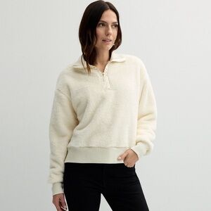 NWT Women's Sonoma Goods For Life® Ivory Silk Cozy Quarter Zip Pullover.